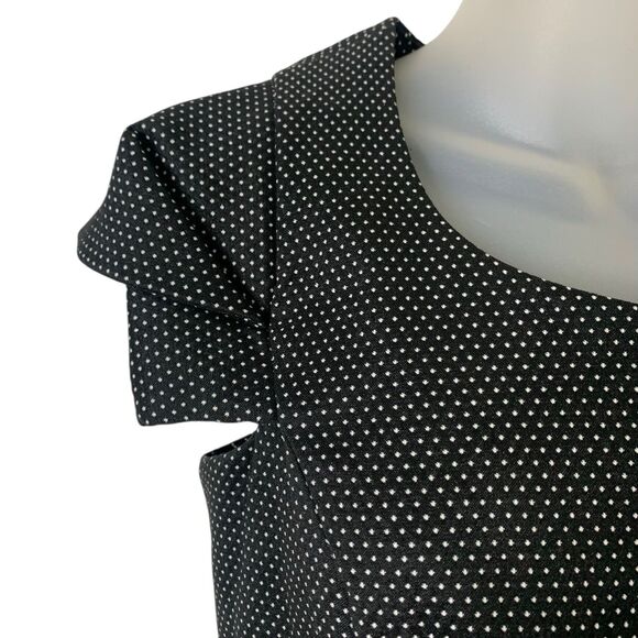 Calvin Klein Midi Dress Polka-Dot Sheath Women's Size 6 Cap Sleeves Black White - Picture 5 of 12